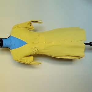 NWT Express Gold Bow Tie Sleeve Dress